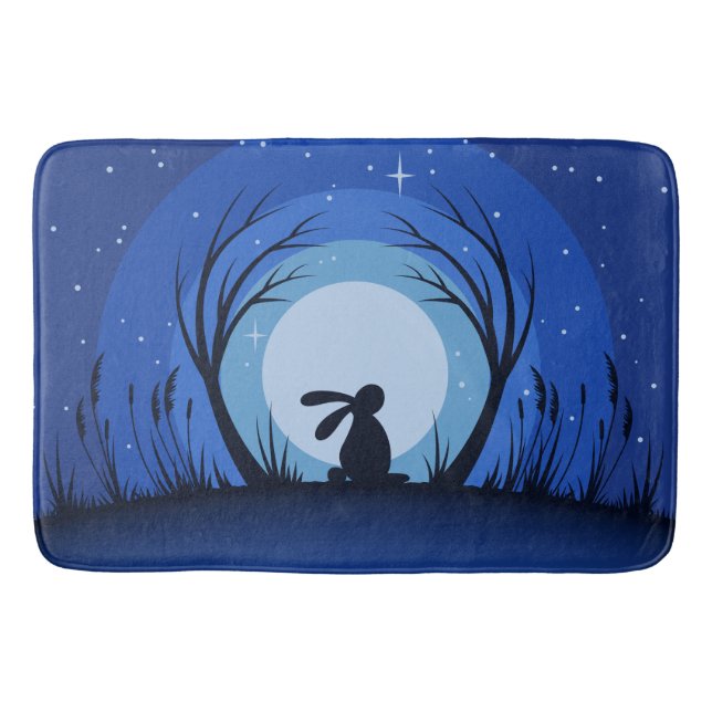 Tapis De Bain Lièvres, lapin, silhouette de clair de lune (Devant)