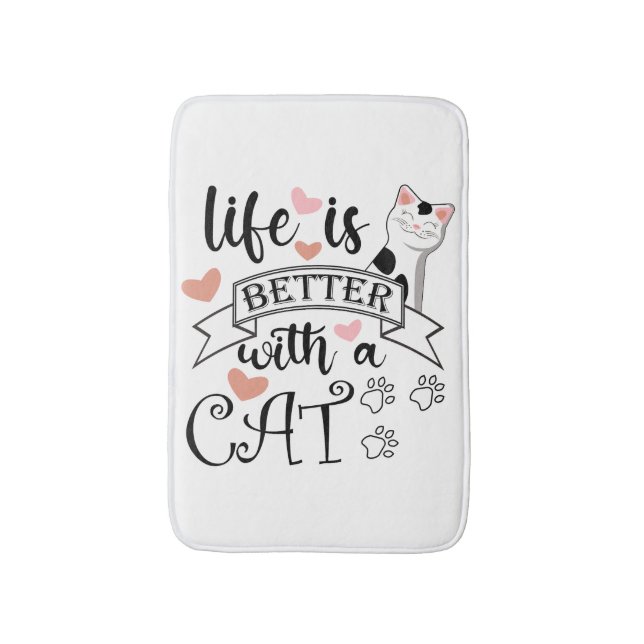 Tapis De Bain Life is Better With a Cat quote slogan (Devant (Vertical))