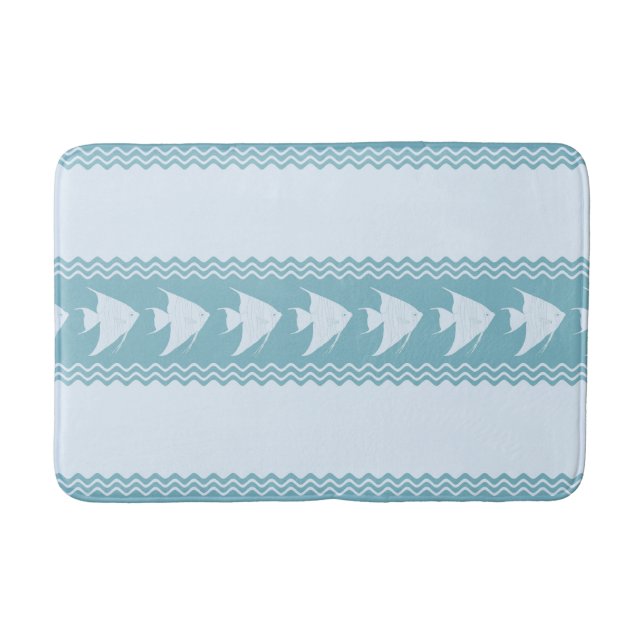 Tapis De Bain Light Blue Coastal Angelfish Stripes (Devant)