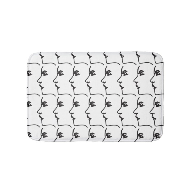 Tapis De Bain Ligne continue, profils faciaux, illustration arti (Devant)