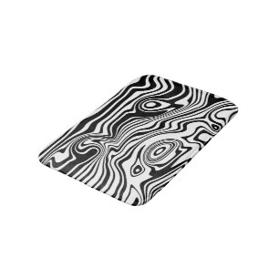 Tapis De Bain Lignes Abstraites en noir et blanc déformées - p