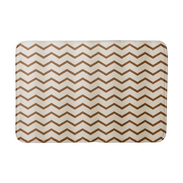 Tapis De Bain Lignes de Zigzag beige et terroir (Devant)