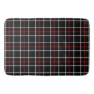 Tapis De Bain Lignes graphiques rouges et blanches motif carreau