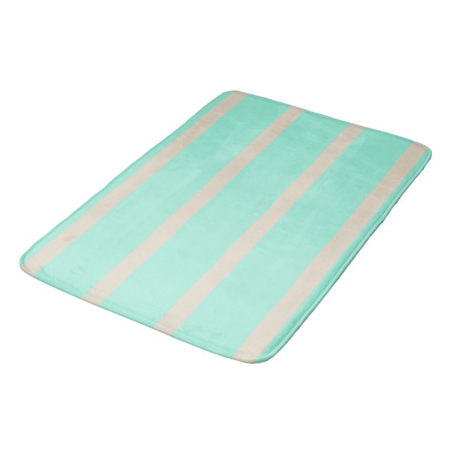 Tapis De Bain Lignes rayées bleu pastel clair et gris (Angle)