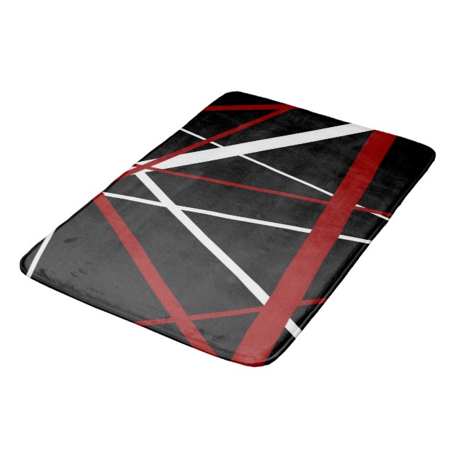 Tapis De Bain Lignes rouges de Criss et blanches croisées sur (Angle)