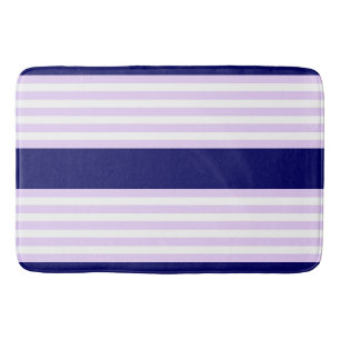 Tapis De Bain Lilac et rayures blanches motif avec bleu marine