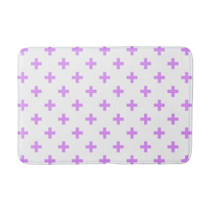 Tapis De Bain Lilac polka croise sur blanc
