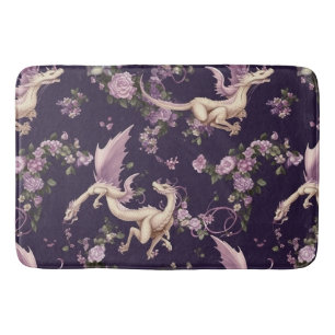 Tapis De Bain Lilac, Rose et Dragons Blancs Mat