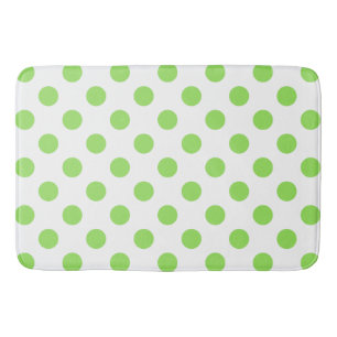Tapis De Bain Lime et pois blancs