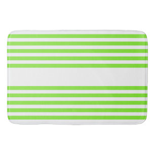 Tapis De Bain Lime vert et blanc cinq bandes motif
