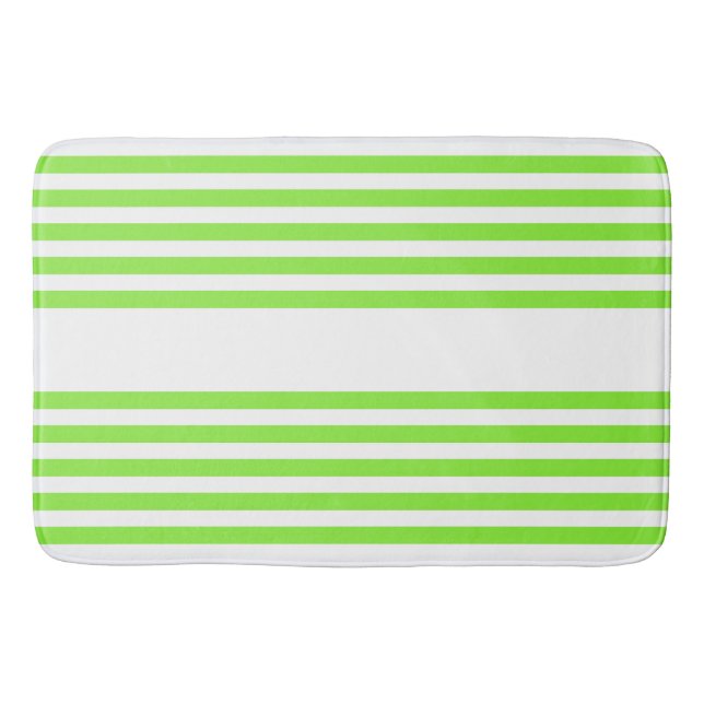 Tapis De Bain Lime vert et blanc cinq bandes motif (Devant)