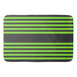 Tapis De Bain Lime vert et charbon de bois cinq bandes motif