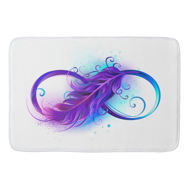Tapis De Bain L'infini avec plume violette (Devant)