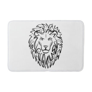 Tapis De Bain Lion tribal noir et blanc