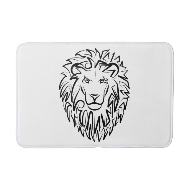 Tapis De Bain Lion tribal noir et blanc (Devant)