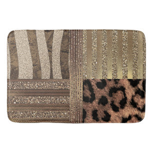 Tapis De Bain Lionne Safari Chic Jungle Or Moderne Étincelle