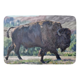Tapis De Bain L'itinérance de bison américain dans les prairies