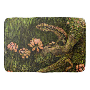 Tapis De Bain Lizard et Fleur sauvage de style Art nouveau néerl