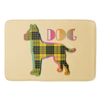 Tapis De Bain Logo DOG Jaune Plaid