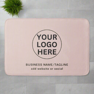 Tapis De Bain Logo et texte promotionnels Blush Pink Business