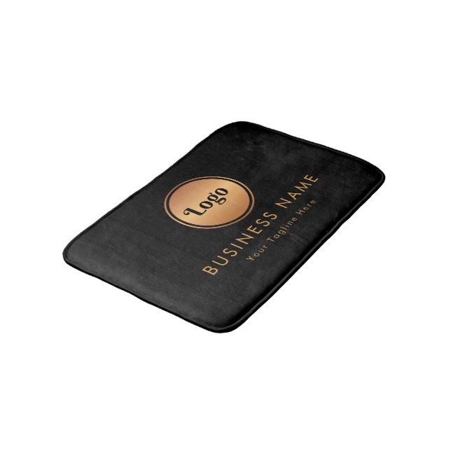 Tapis De Bain Logo Or & Texte Personnalisé Entreprise Marque (Angle)
