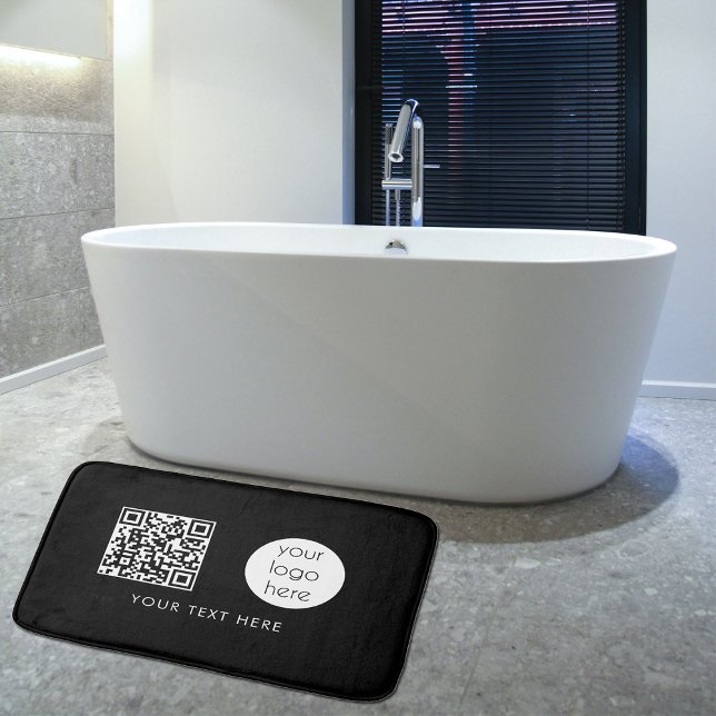 Tapis De Bain Logo professionnel QR Code et texte noir (Créateur téléchargé)