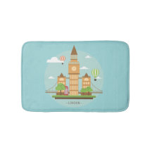 Londres Angleterre Landmarks Bath Mat Aqua