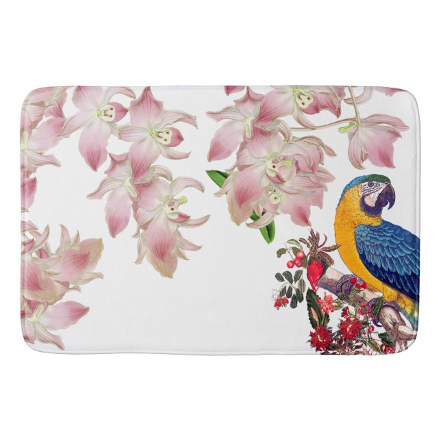 Tapis De Bain L'orchidée d'oiseau de perroquet d'ara fleurit le (Devant)