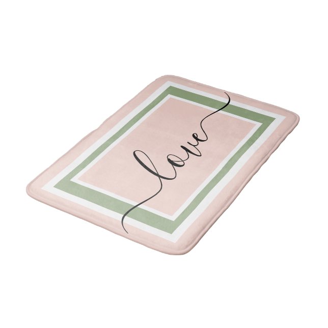 Tapis De Bain Lot Script Géométrique Blush Rose Vert (Angle)