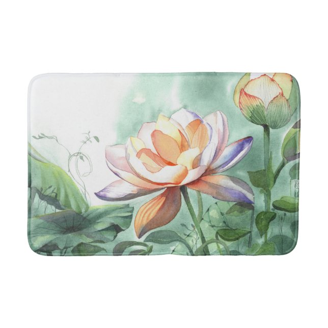 Tapis De Bain Lotus Aquarelle (Devant)