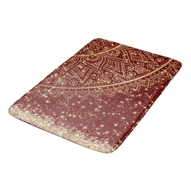 Tapis De Bain Lotus Mandala avec Parties scintillant Gold Stars  (Angle)