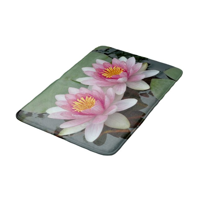 Tapis de bain Lotus Nénuphar flottant rose (Angle)