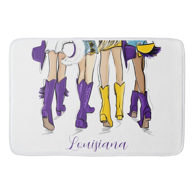 Tapis De Bain Louisiana Dames Mode Cowboy Boot violet jaune (Devant)