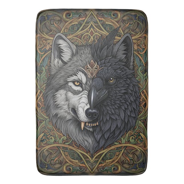 Tapis De Bain Loup de Corbeau de la nature sauvage (devant Vertical)