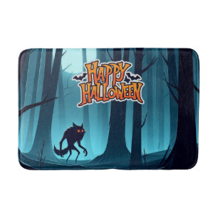 Tapis De Bain Loup-garou d'Halloween et citrouilles