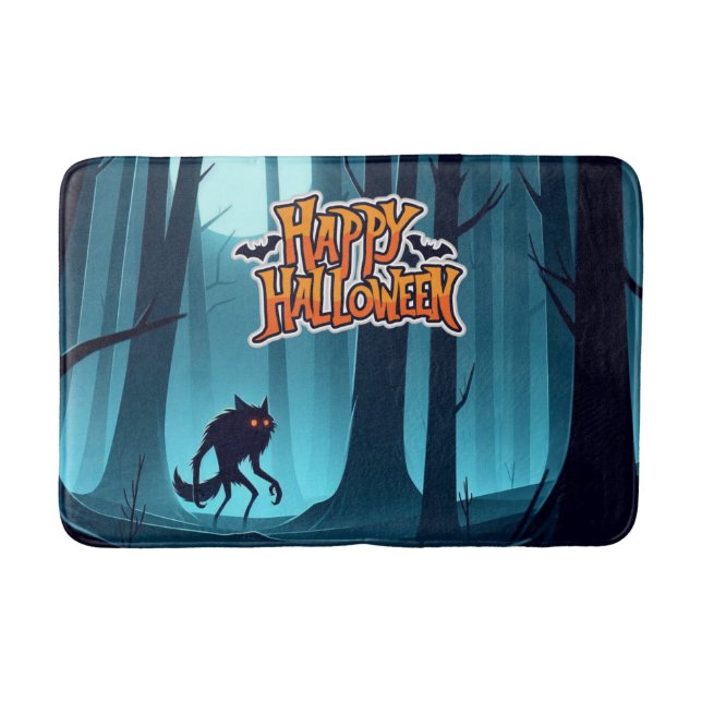 Tapis De Bain Loup-garou d'Halloween et citrouilles (Devant)