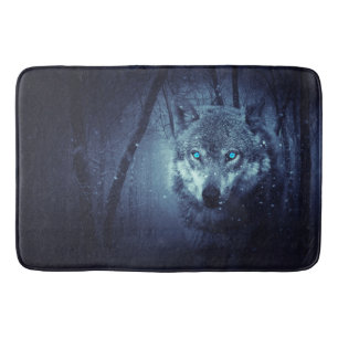 Tapis De Bain Loup sauvage magique aux yeux bleus Extraordinaire