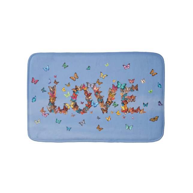 Tapis De Bain LOVE Blue Sky Butterflies | Inspirational Hope Joy (Devant)