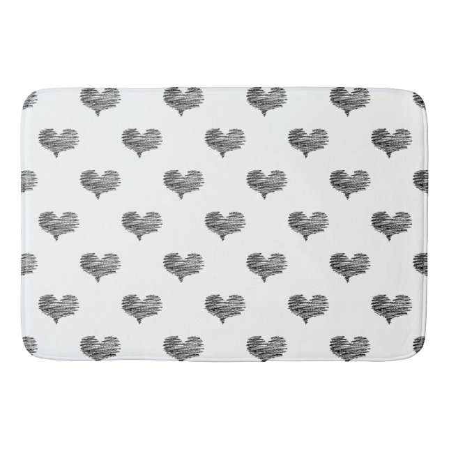 Tapis De Bain Love Valentine's Day Black Heart croquis (Devant)