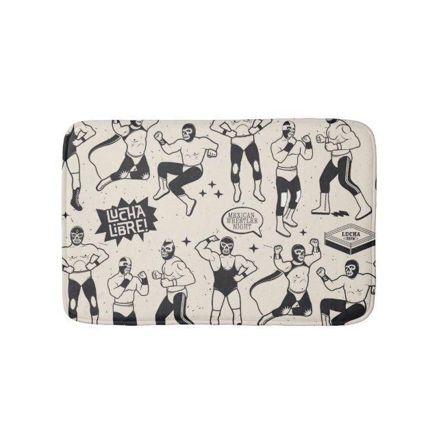 Tapis De Bain Lucha Libre : motif de lutteurs mexicains (Devant)