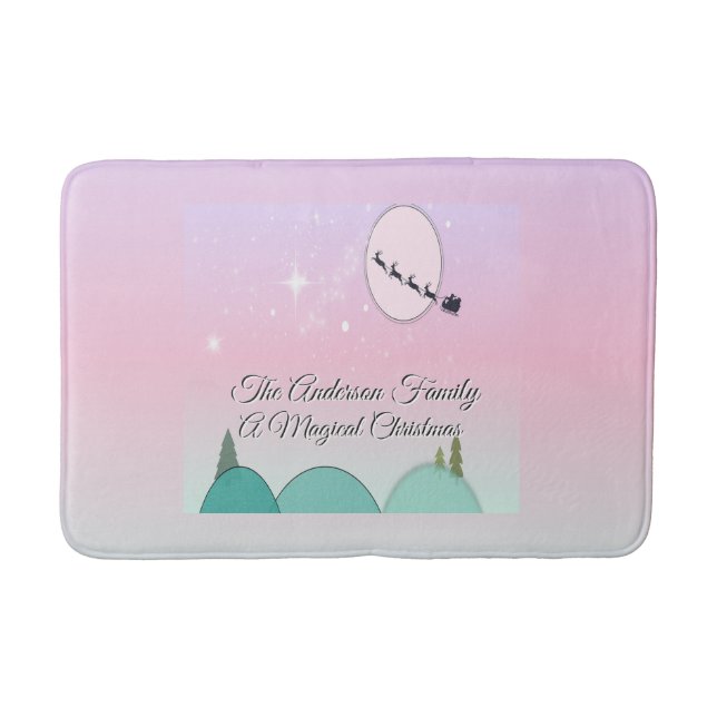 Tapis De Bain Lueur de bain de Noël pastel au clair de lune (Devant)