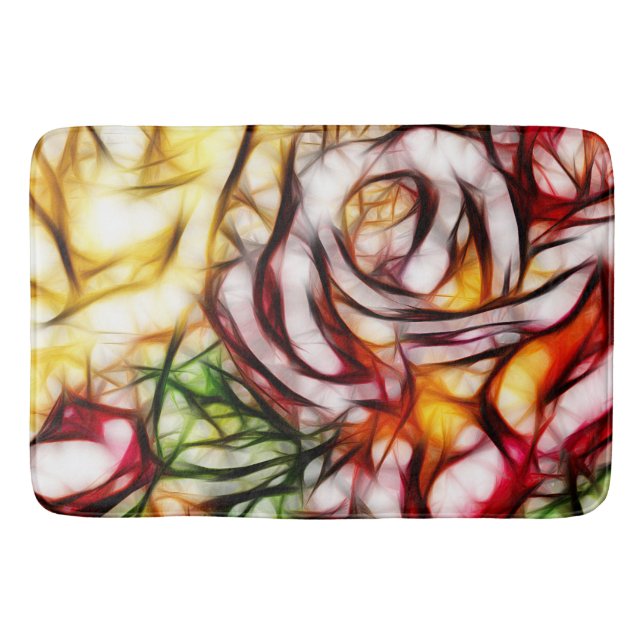 Tapis De Bain Lueur florale artistique de rose de lumière jaune  (Devant)
