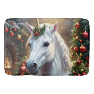 Tapis De Bain Lumière des neiges : La licorne de Noël enchantée