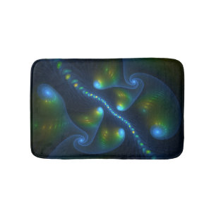 Tapis De Bain Lumières de l'Imaginaire Abstrait Bleu Vert Jaune