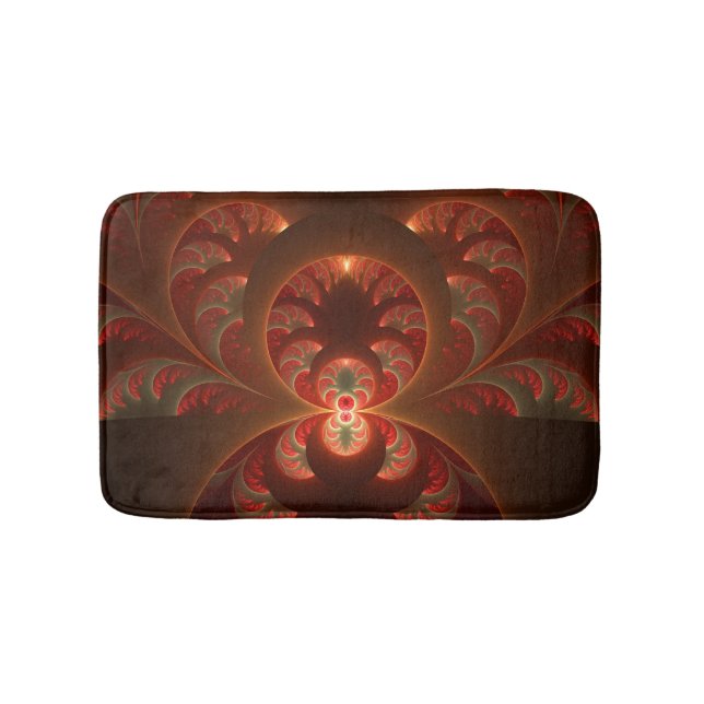 Tapis De Bain Lumineuse Abstrait moderne orange rouge fractal (Devant)