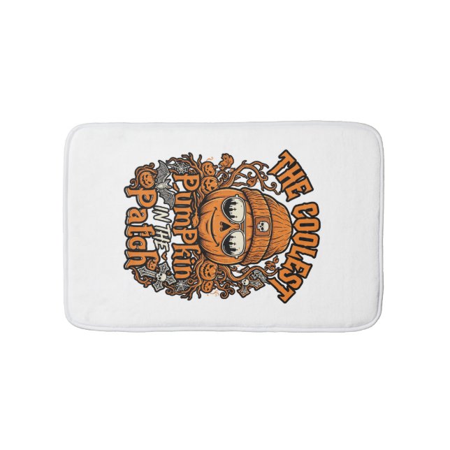 Tapis De Bain Lunettes de soleil Coolest Pumpkin Patch Halloween (Devant)
