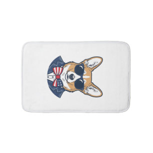 Tapis De Bain Lunettes de soleil Corgi patriotiques Art vectorie
