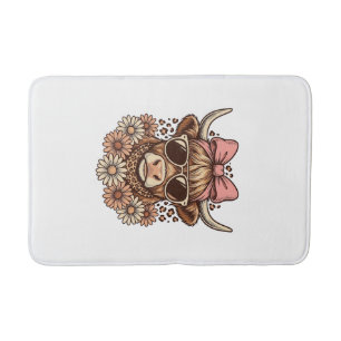 Tapis De Bain Lunettes de soleil de vache des Highlands mignonne