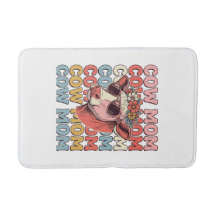Tapis De Bain Lunettes de soleil rétro Cow Mom gravure vintage D