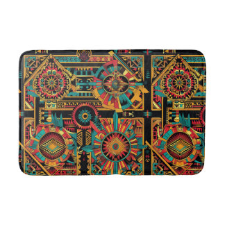 Tapis De Bain Lush Cyan "Aztec Dream" Mat de bain de confort